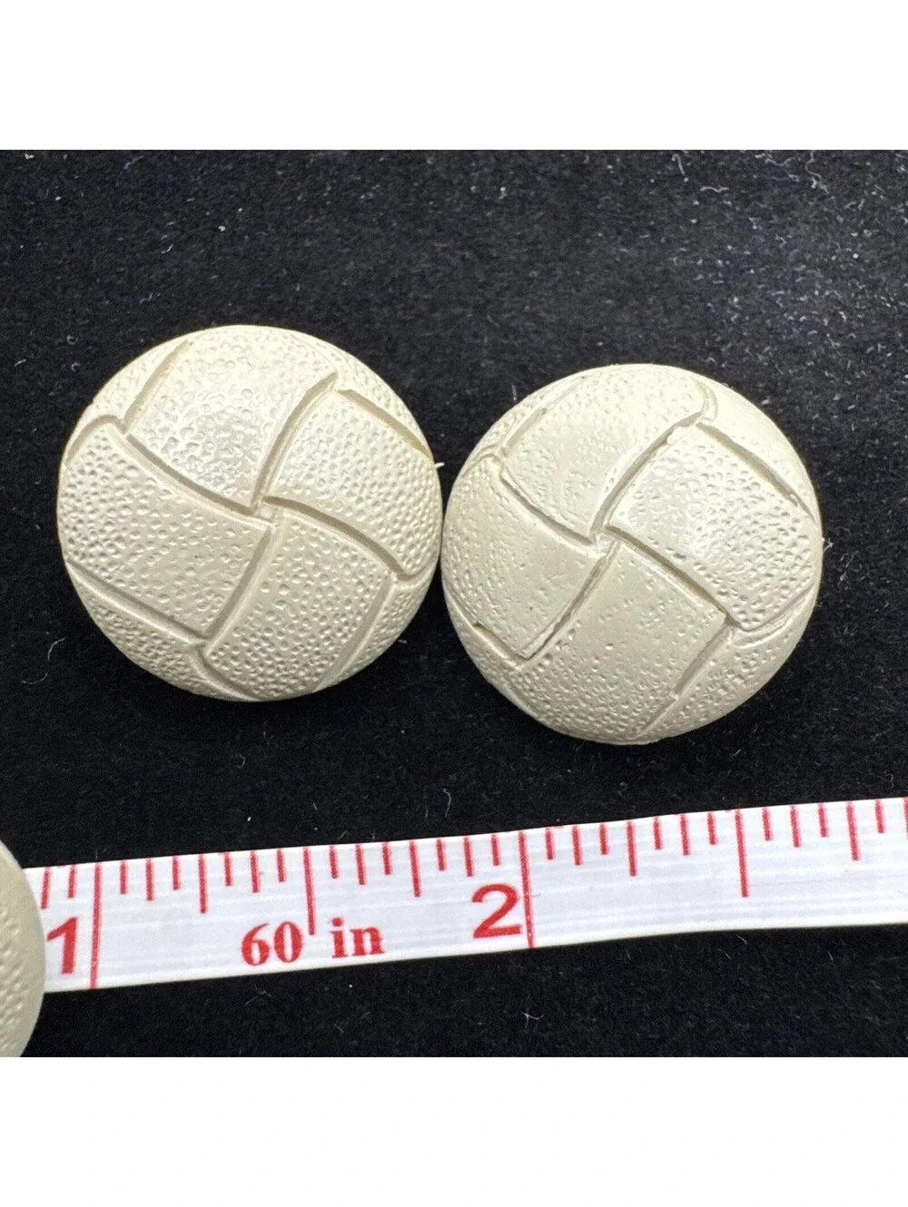 Set of Three Vintage Aran Football Buttons Cream 1”